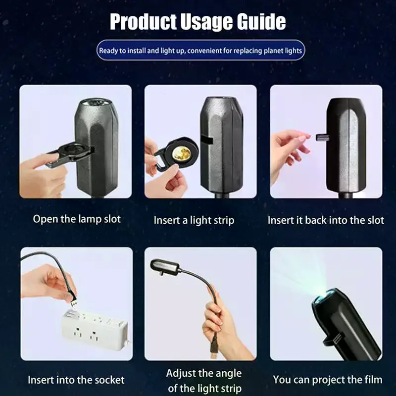 Romantic Rotatable Star Projector Portable USB LED Night Light Sleep Atmosphere Lamp Home Wedding Party Decoration