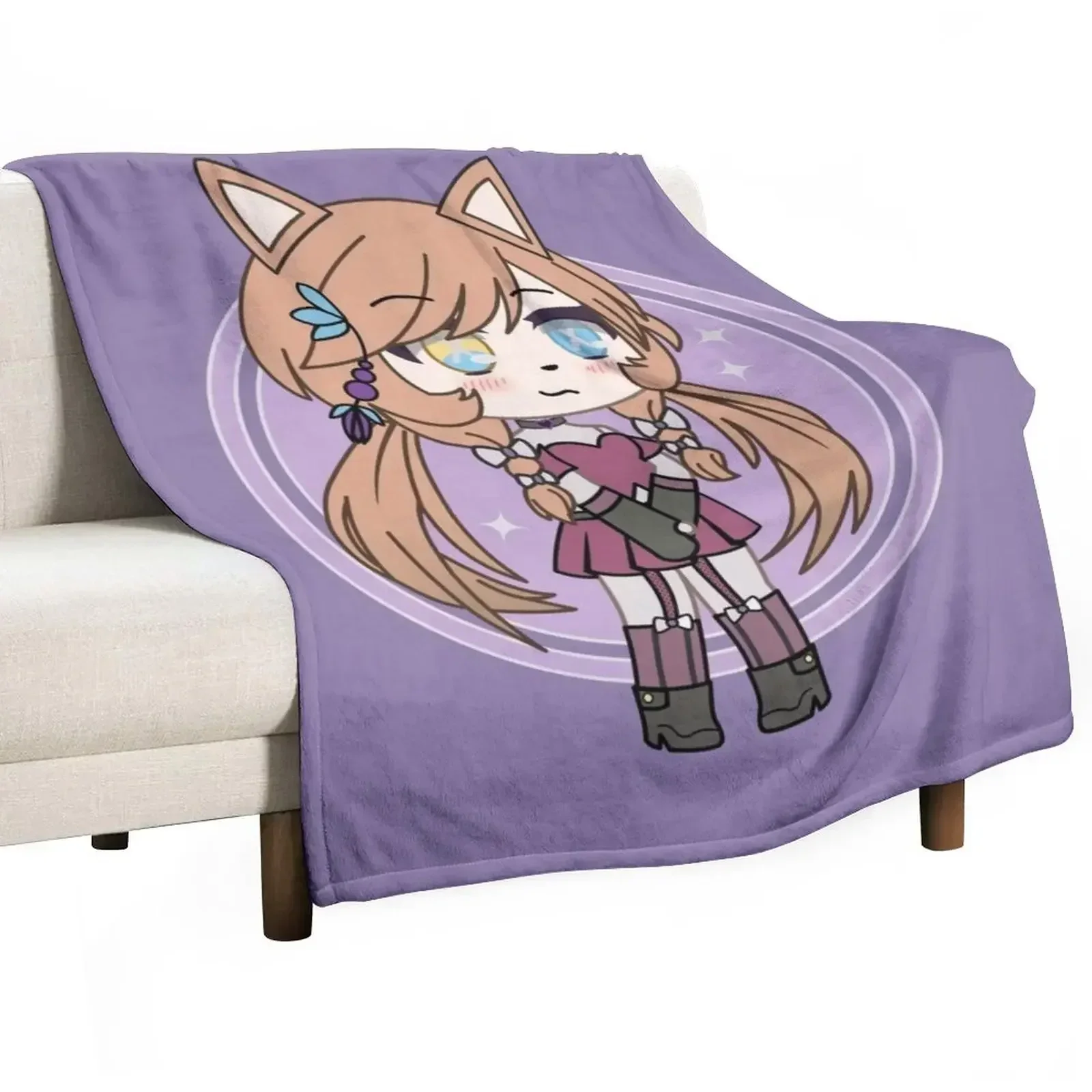 

Cute Gacha Girl Foxy Chan Throw Blanket valentine gift ideas Decorative Beds Soft Blankets