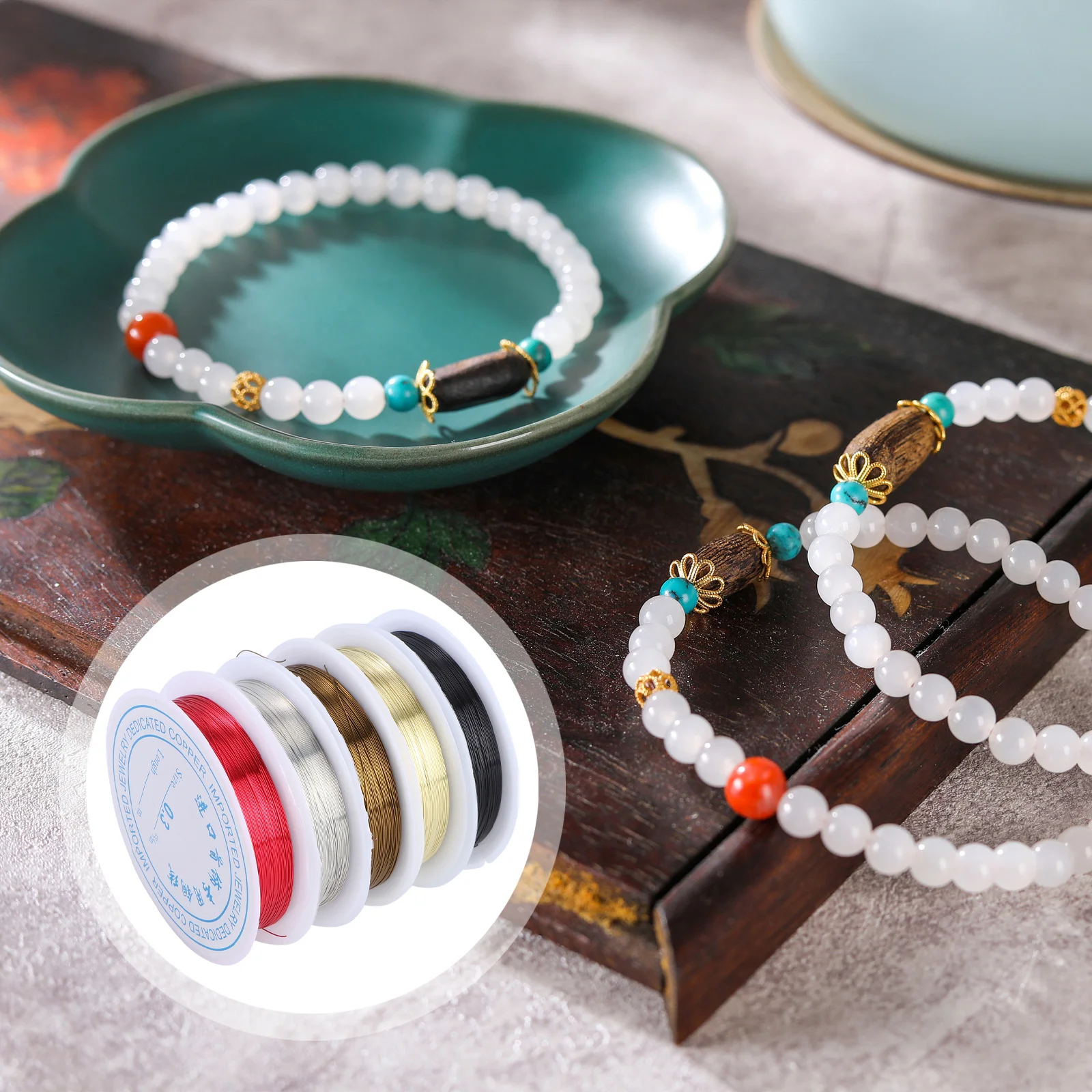 5 لفات من الأسلاك النحاسية 26 مقياس عاري غير مطلي ومرونة عالية لصنع المجوهرات وحرف الديكور وترتيب الزهور #3