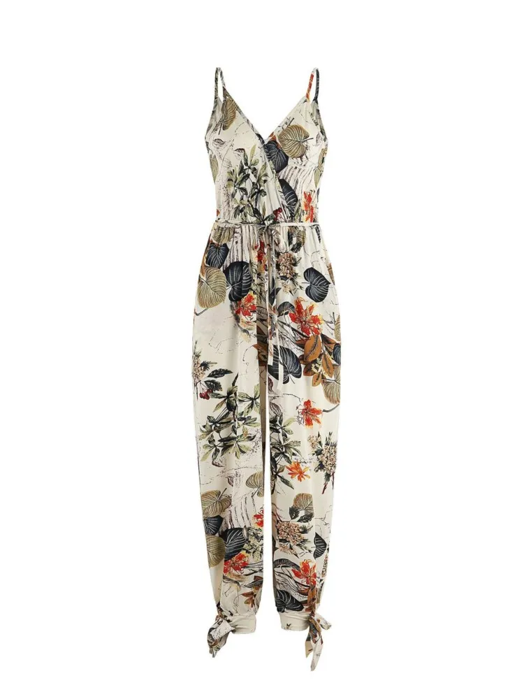 

Fashion Jumpsuit For Women 2025 Summer Floral Printed Trousers Bohemian Rompers Jumpsuit Long Pants Overalls Female Streetwear