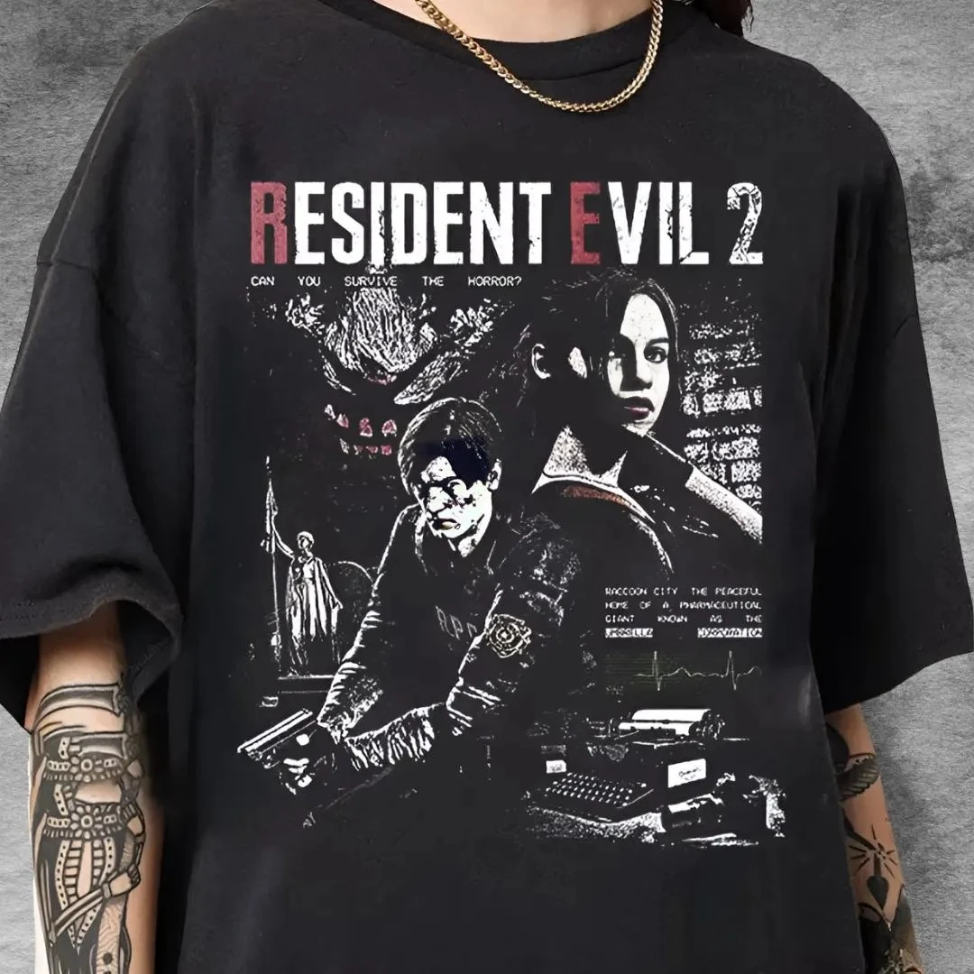 Resident Evil 2 game Casual Trendy Graphic Vintage Y2K T Shirt Women Men Cotton Tee Summer Spring Oversized Novelty Loose tops