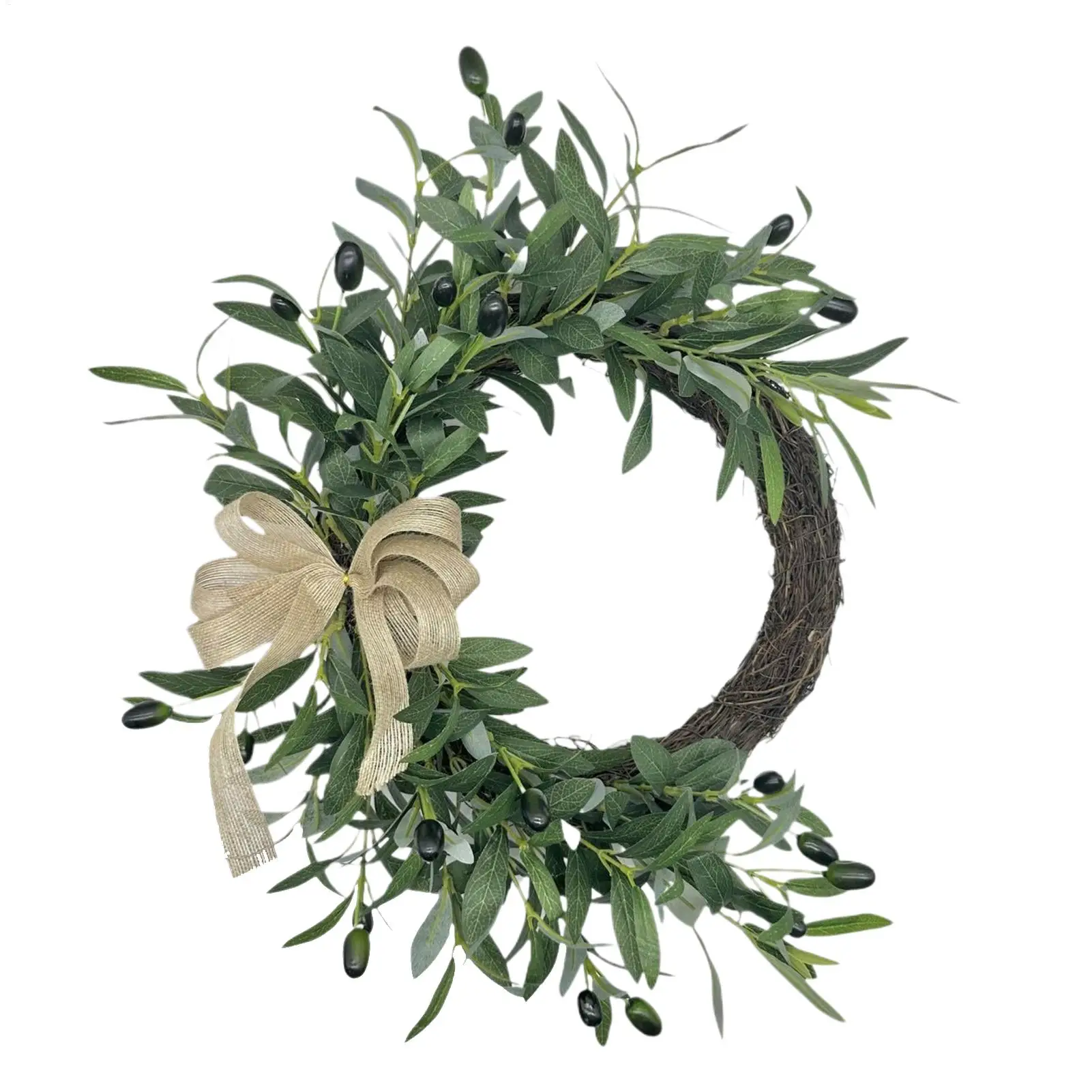 Front Door Wreath Artificial Greenery Artificial Door Wreath Spring Decor Rustic Realistic Olive Leaves Indoor Outdoor Living