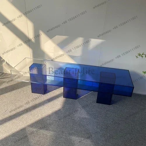 

Acrylic rectangular gradually changing shoe stool; living room high-end creative coffee table simple stool