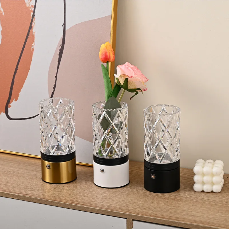 Charging Vase Atmosphere Metal Acrylic Creative Night Light Touch Living Room Crystal Light Decorative Desk Lamp