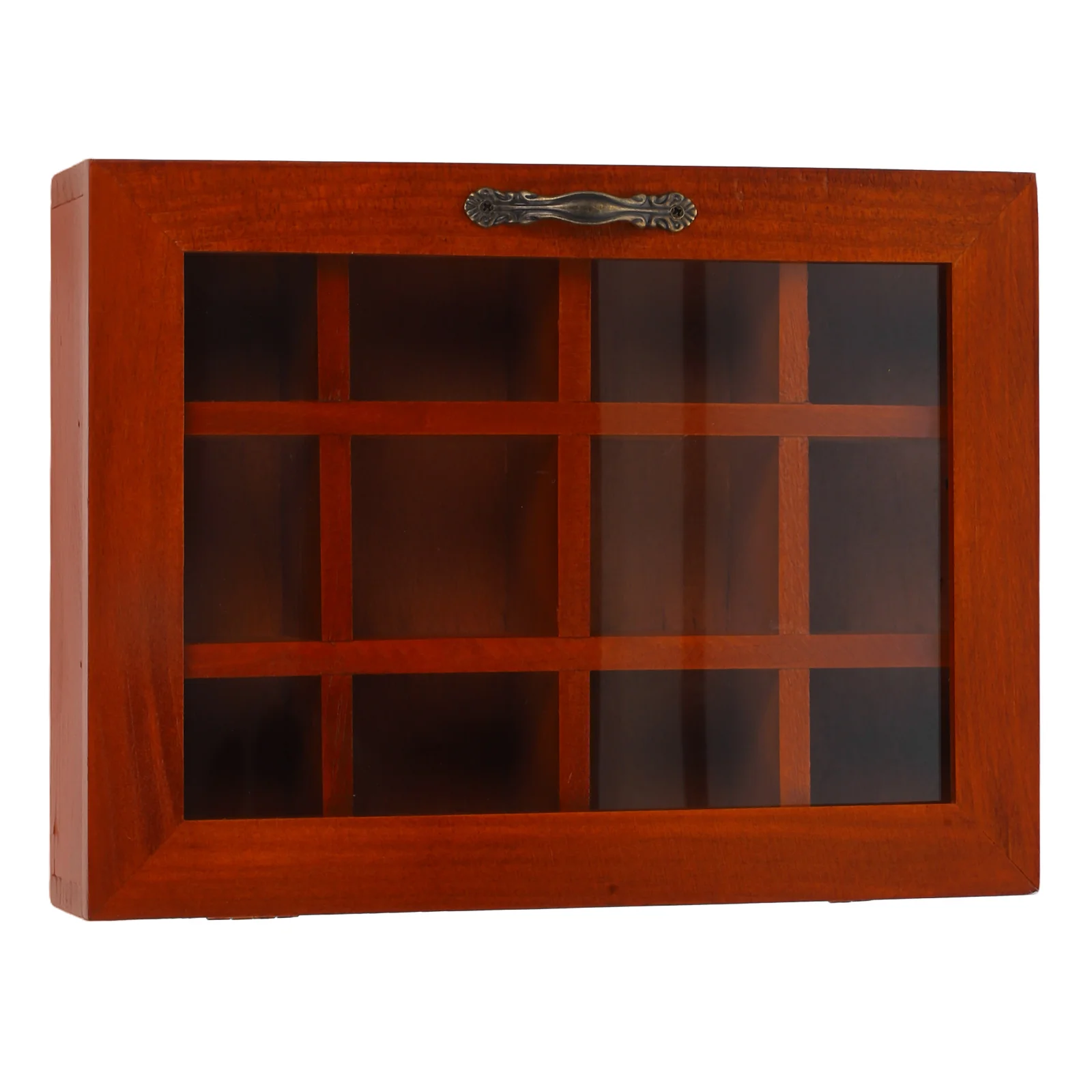 

Multicompartment Wooden Jewelry Box 12 Grids Vintage Storage Organizer Transparent Lid Display Tray For Earrings Necklaces