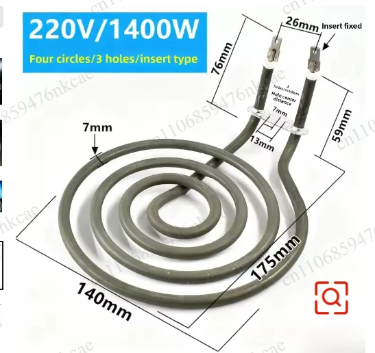 220V/240V Tubular Heating Tube Element Replacement Parts for Oven Air Fryer Electric Heater