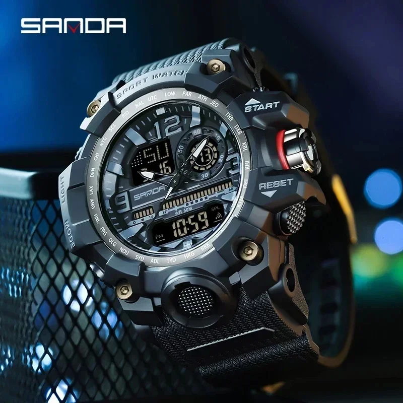 2024 SANDA 3133 G Style New Men's Watches 50M Waterproof Shock Sports Military Quartz Watch For Male Digital Wristwatch