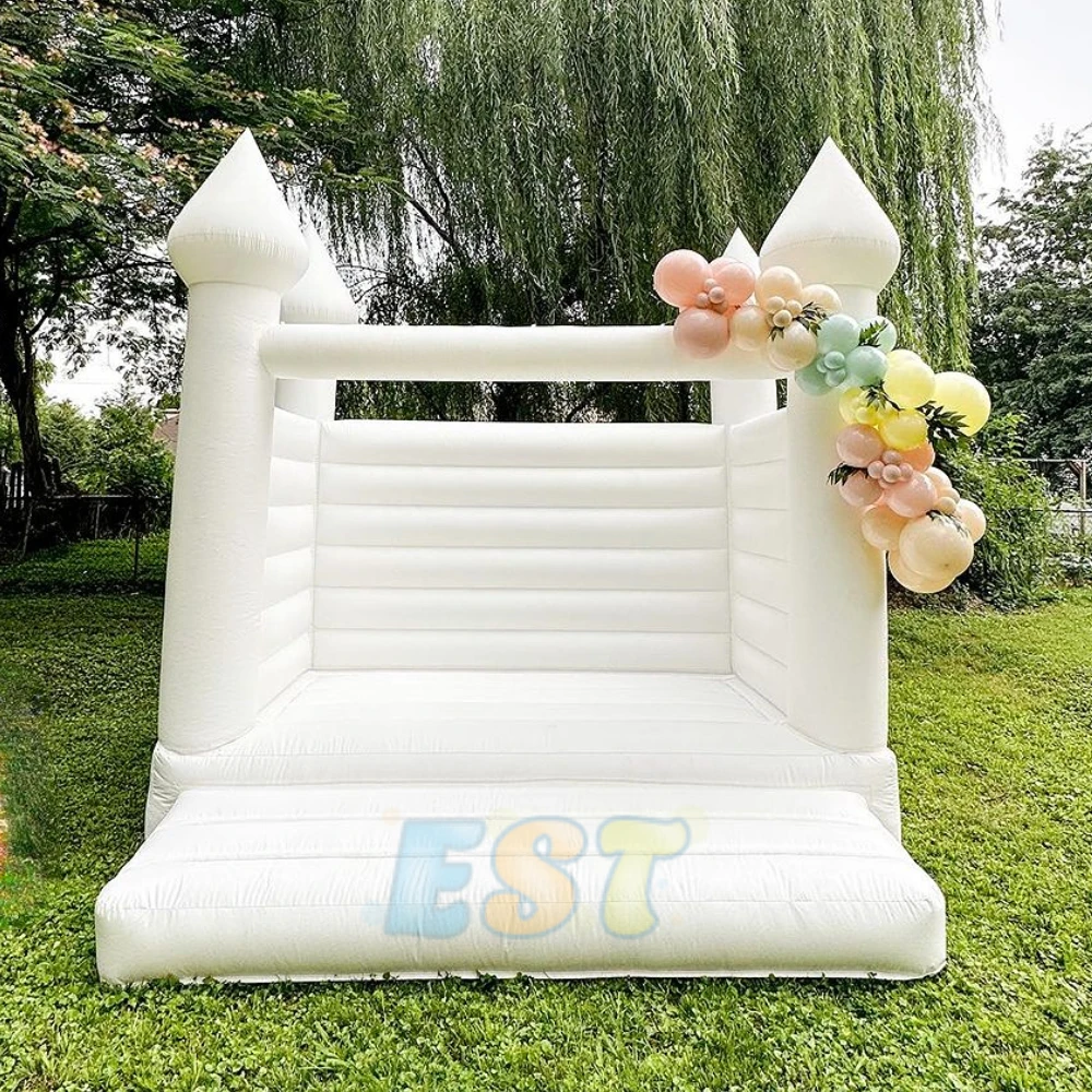 Wedding Party White Bounce House 10x10ft Inflatable White Jumping Castle with Blower White Bounce House for Kids Birthday Party