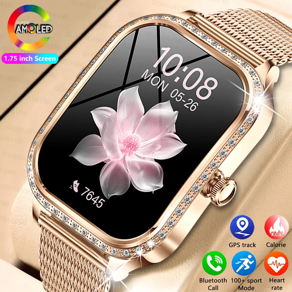 

2024 New Fashion Women Smart Watch Ladies Bluetooth Call Health Monitor Sports Fitness Tracker IP68Waterproof Diamond Smartwatch