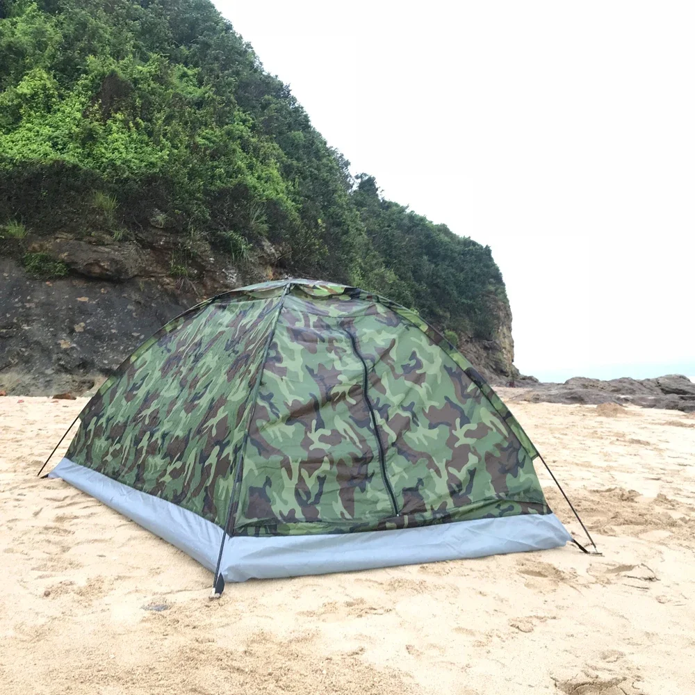 Camping Tent for 1 Person Single Layer Outdoor Portable Camouflage Travel Beach Tent