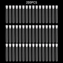 Tubes à essai de laboratoire en plastique transparent, flacons avec bouchons poussoirs, fournitures scolaires, 12x200mm, 100 pièces/paquet