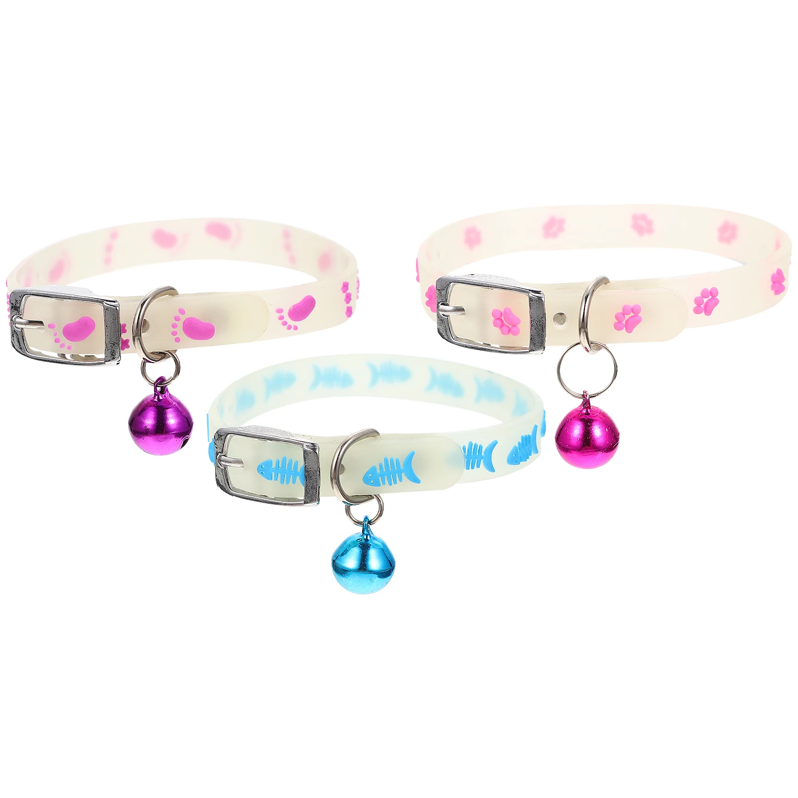 

3pcs Fluorescent Pet Collars Cats Dogs Night Anti- -Up Fish Bone Comfortable Skin-Friendly Breathable