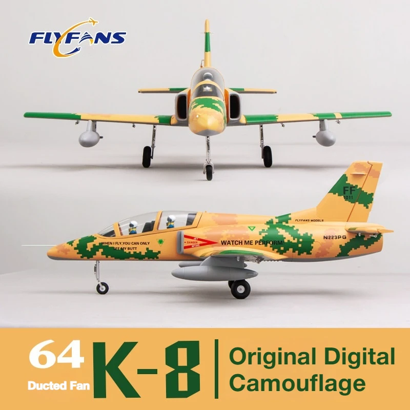 FLYFANS Aircraft Model 64mm Ducted K-8 Trainer Fighter Jet K8 Entry-Level Training Aircraft Fixed-Wing Remote Control Aircraft