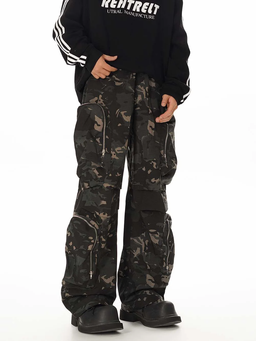 Camouflage Tooling Multi-pocket Trousers Japanese Streetwear Military Tactical Pants