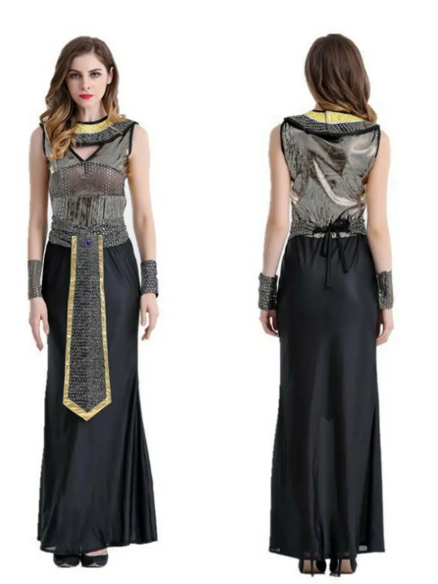 

Новое поступление, костюм королевы Клеопатры, Хэллоуин, маскарад, одежда для взрослых, материал из полиэстера, сценическое представление, традиционный подбородок...