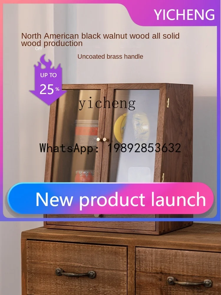 

Black Walnut Wooden Table Display Storage Cabinet Solid Wooden Storage Small Cabinet Storage Box