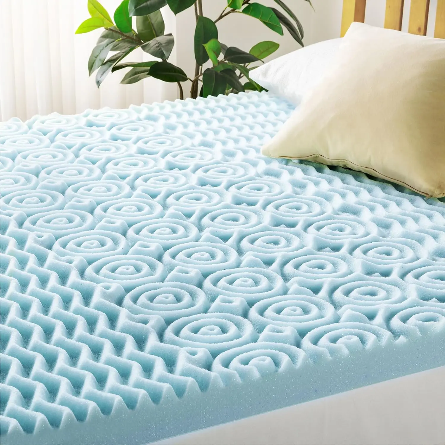 Mellow 4 Inch 5-Zone Memory Foam Mattress Topper, Cooling Gel Infusion, Queen