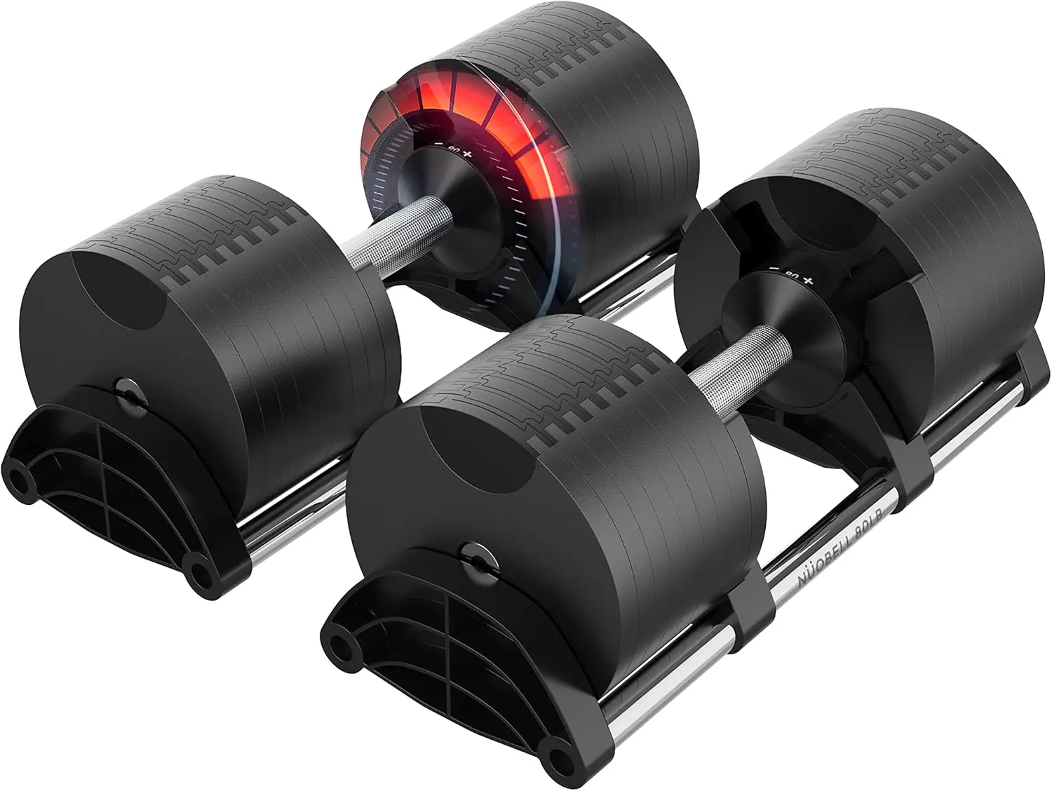 

Adjustable Dumbbells Pair 5-80 lbs : the Adjustable Dumbbell Set to Replace 16 Sets of Dumbbells. Add Nuobell Dumbbells 80lb