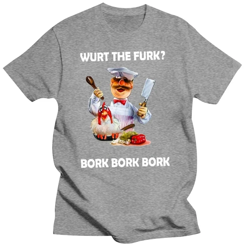 The Muppet Swedish Chef Cooking Wurt The Purk Bork Men Black T Shirt heavyweight fashion Round Neck manga vintage anime clothes