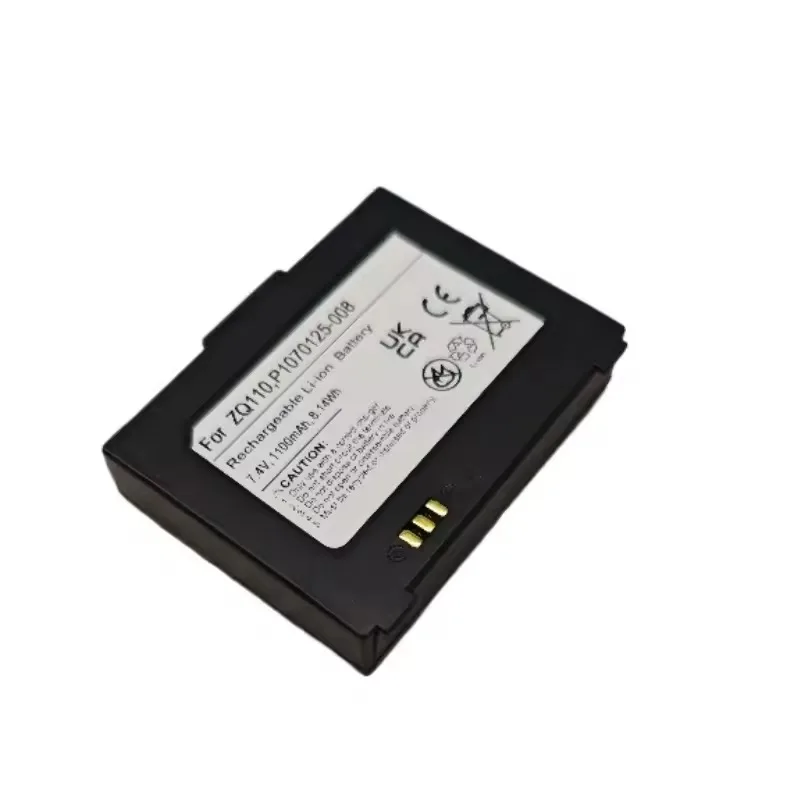 New P1070125-008 7.4V 1100mAh 8.14Wh Portable Printer Battery for Zebra ZQ110 P1071565 P1071566 P1077747 Replacement Battery