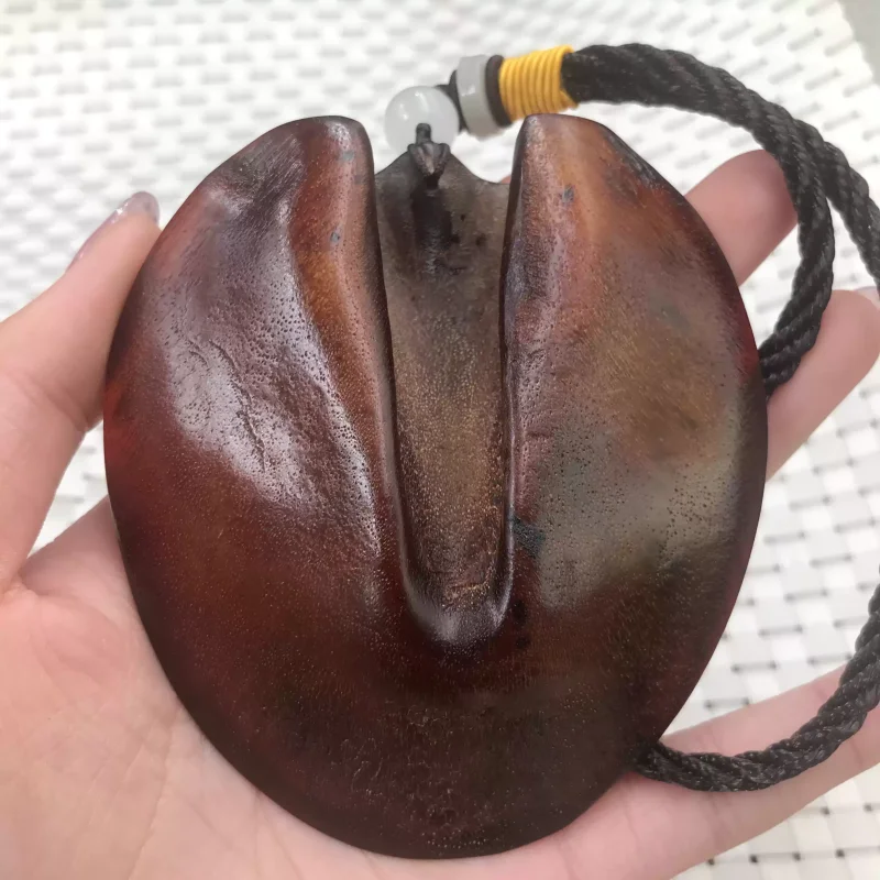 Natural Black Donkey Hoof Pendant Gua Sha Board Scraping Tool Traditional Amulet Folk Curio Collectible Ornament