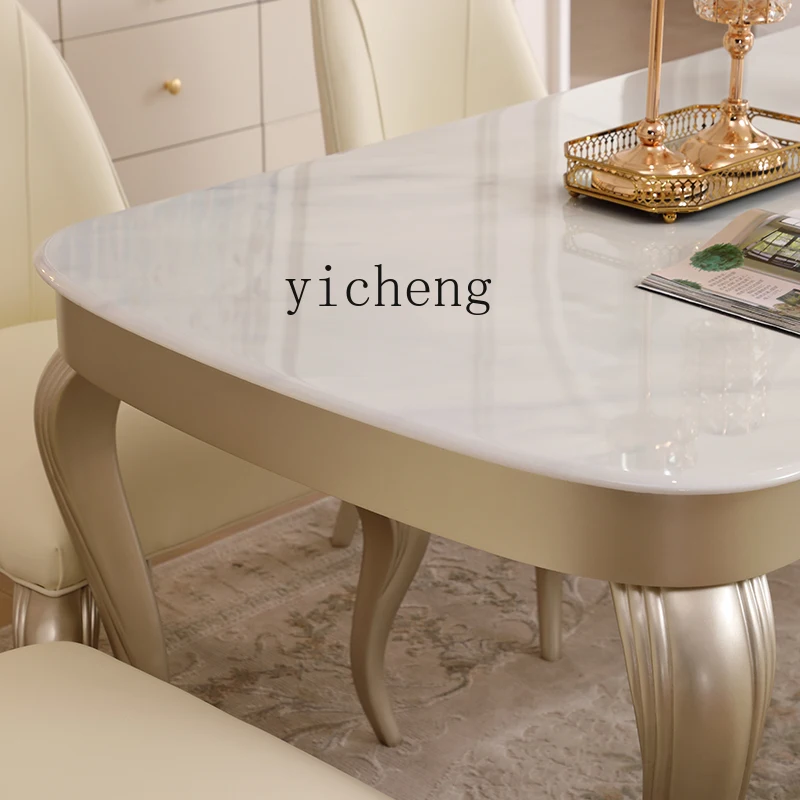 

TWR dining table and chair combination all solid wood small apartment rock slab dining table rectangular