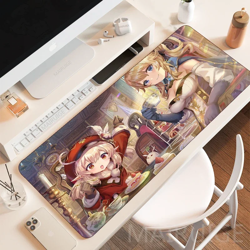 Dropshipping MousePad XL Genshin Impact Gaming Accessories DeskMat Mouse Pad Rubber Keyboard Mousepad Large Cut Klee Rug for LOL