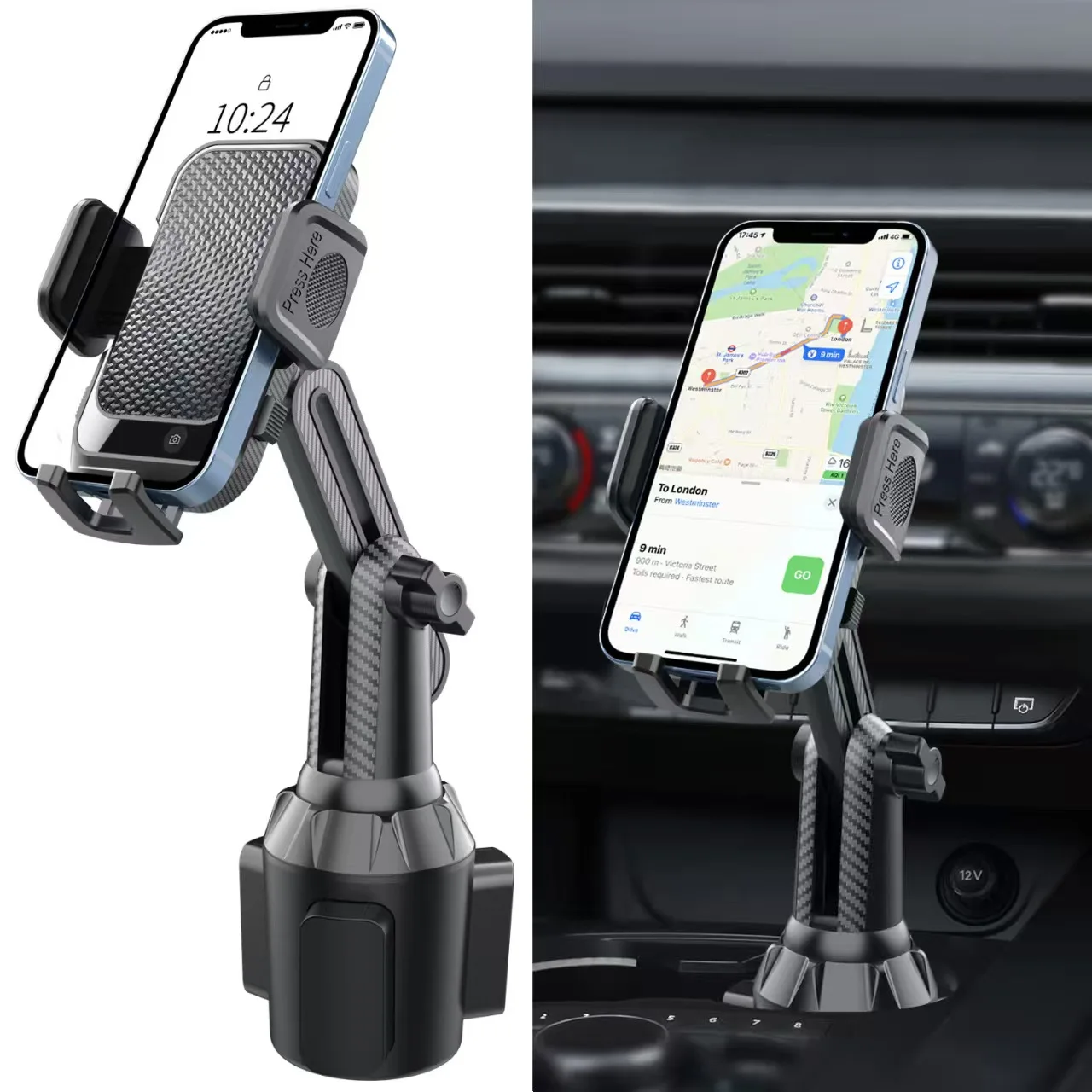 

Foldable Car Cup Holder Phone Mount Universal 360° Rotation Adjustable Phone Stand