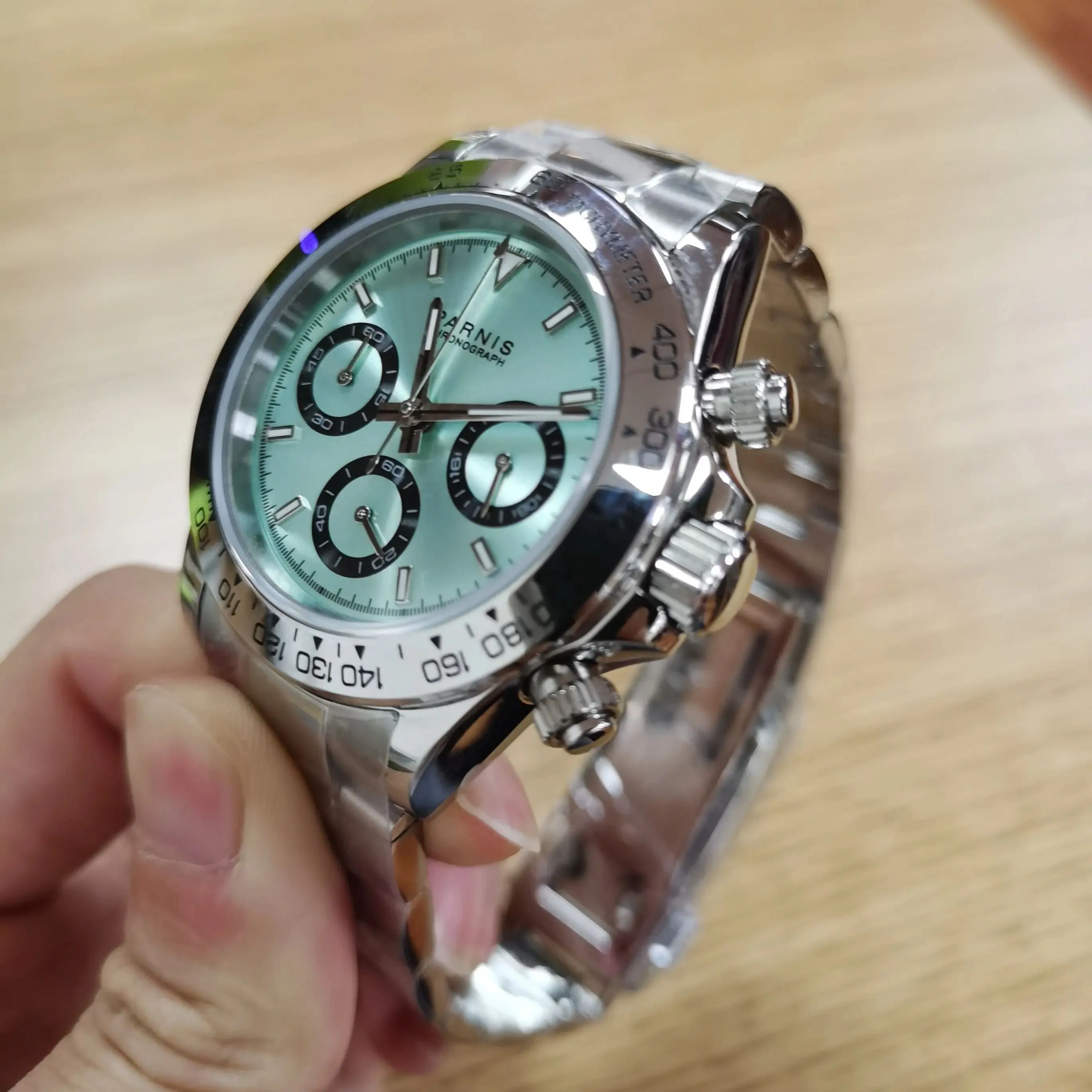 

Parnis 39mm Green Quartz Chronograph Men Watch Waterproof Sapphire Crystal Men's Wristwatches VK63 Movement Man Clock Gift 2024