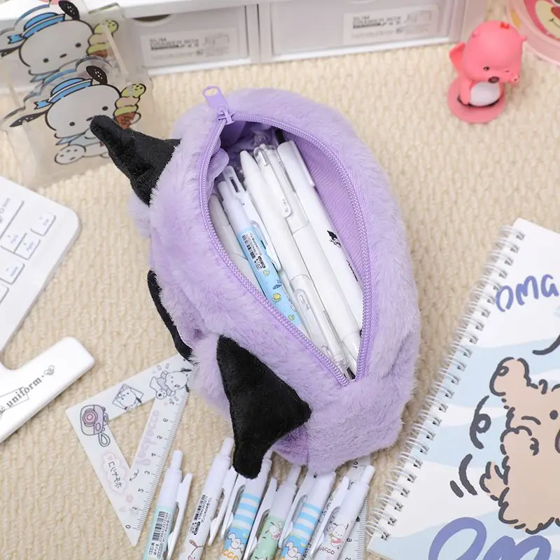 Anime periféricos pochacco kuromi caixa de papelaria grande capacidade saco de lápis bonito saco de maquiagem de pelúcia carteira portátil melodia presentes