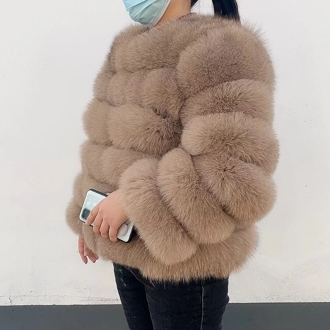 100% Natural Fur Jacket Real Fur Coat Winter Jacket Women Natural Fox Fur Luxury Fashion 50cm Short Jacket Wholesale Hot 2022