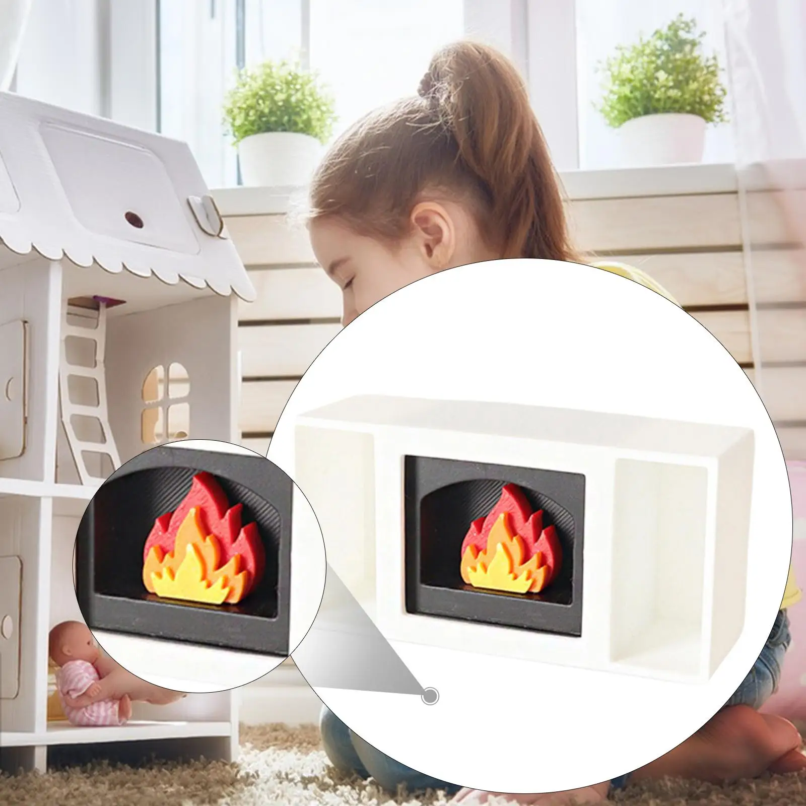 Casa de muñecas antigua, modelo de chimenea, decoración en miniatura, muebles, accesorio para casa de Barbie, cocina, cena de comedor