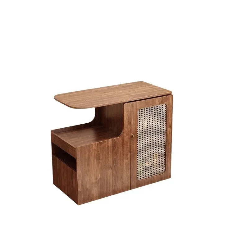 

Sofa side cabinet small apartment living room household medieval rotating storage tea cabinet