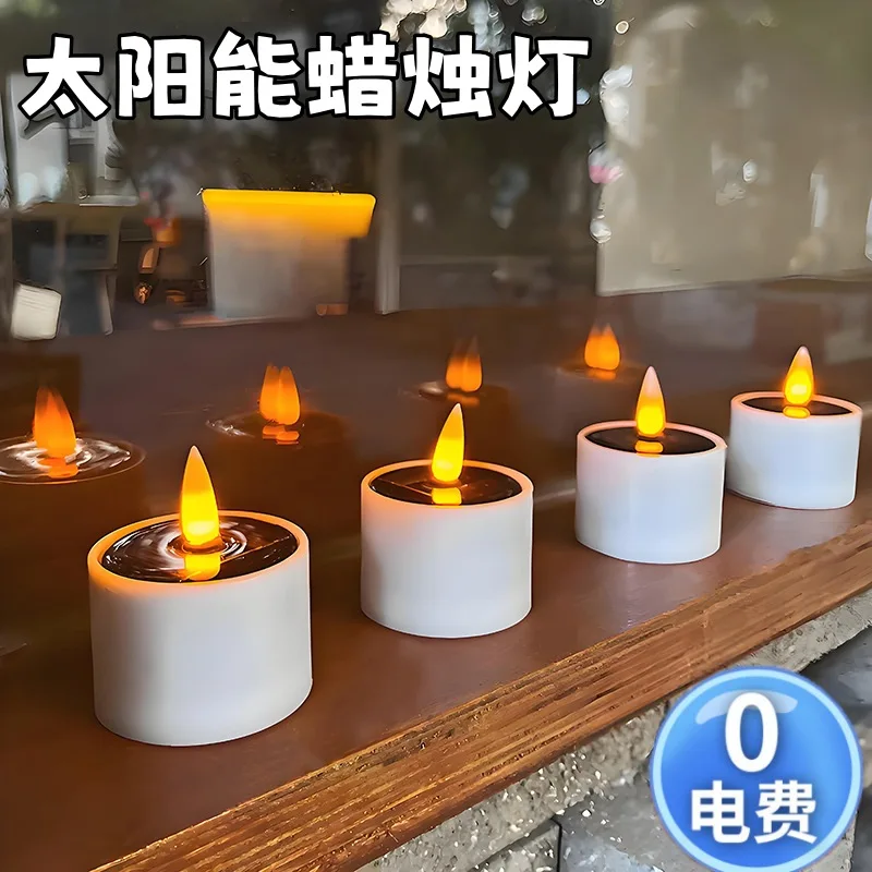 Solar - powered Electronic Candle Lights with Photocontrol - Waterproof for Yard, Garden, Balcony & Camping - Mini Night Lights