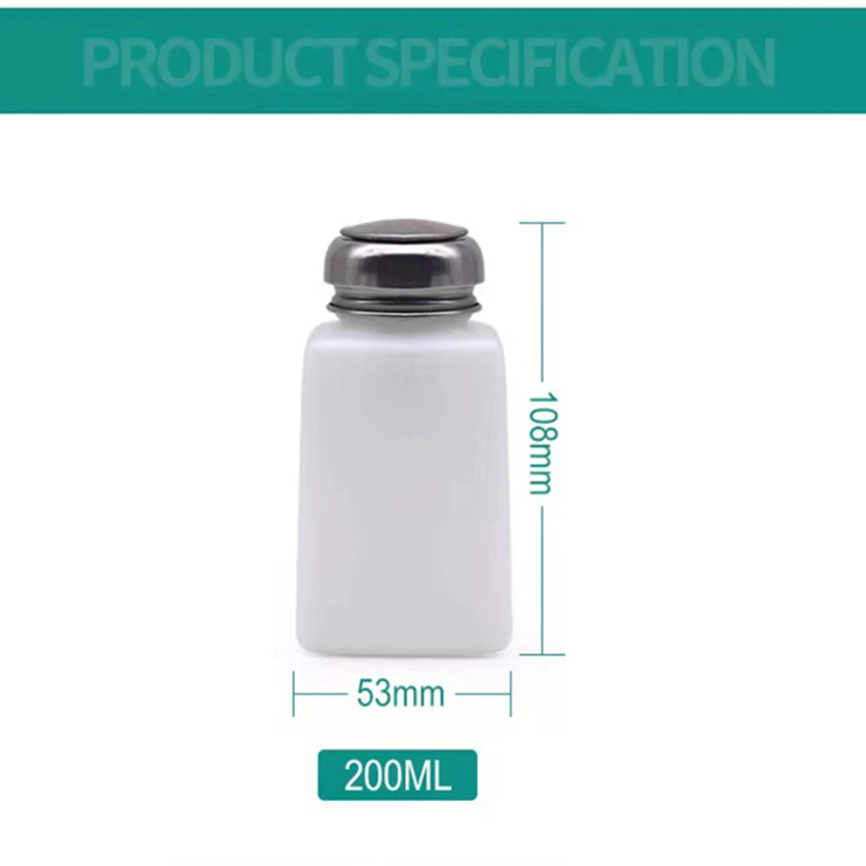 200ML  Alcohol Bottle With Stainless Steel Bottle Cap for Mobile Phone Repair Clean Tools Anti Static Liquid Plastic Container