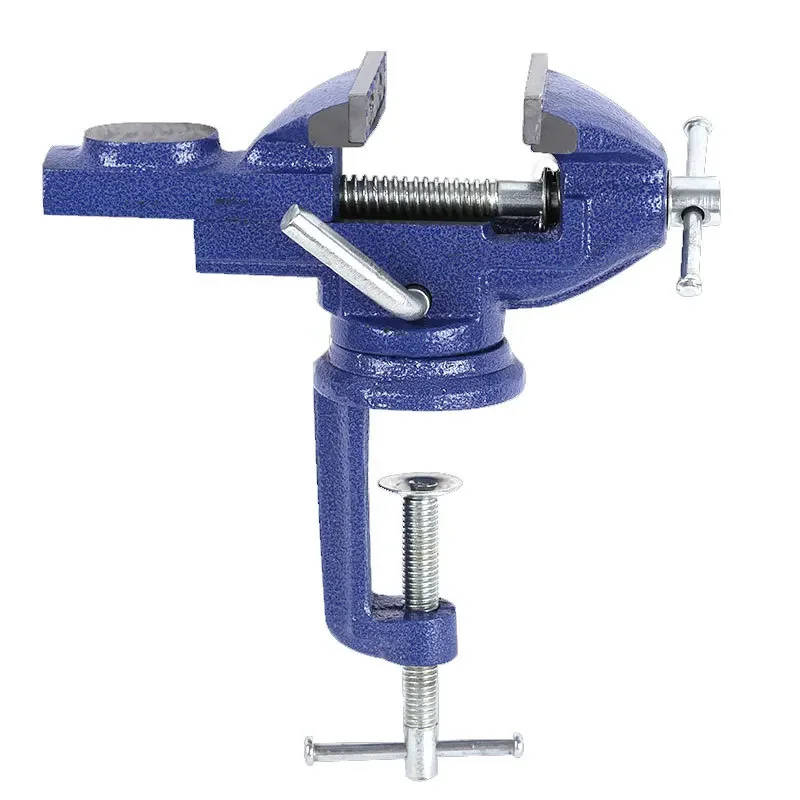 70mm Bench Vise Iron Alloy Steel 300kg Clamping Force Woodworking Table Vise with Anti Skid Pad Blue