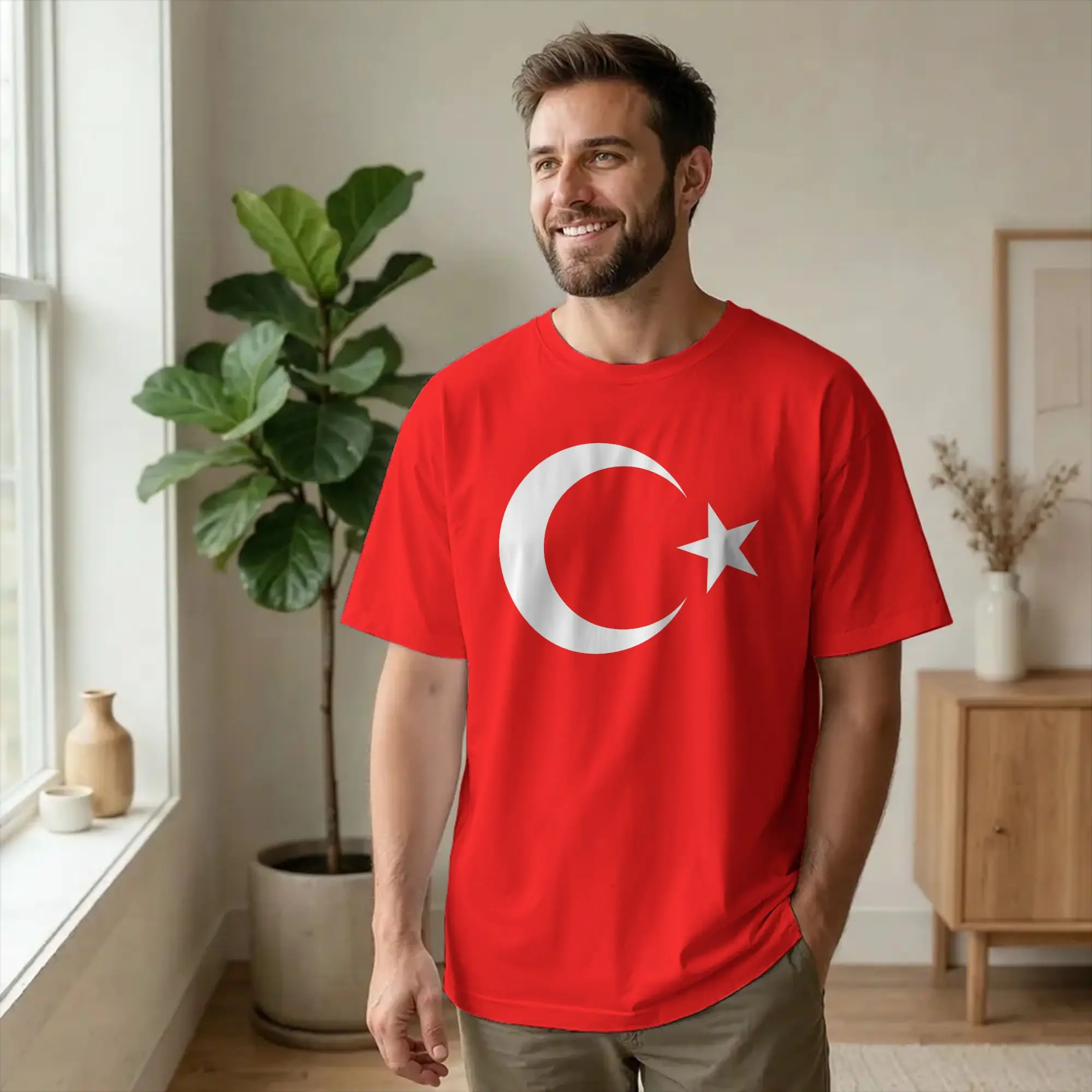 Men's Flag of Turkey Souvenir T Shirts Turkish Patriot Pure Cotton Clothing Short Sleeve Round Collar Tee Shirt Classic T-Shirts