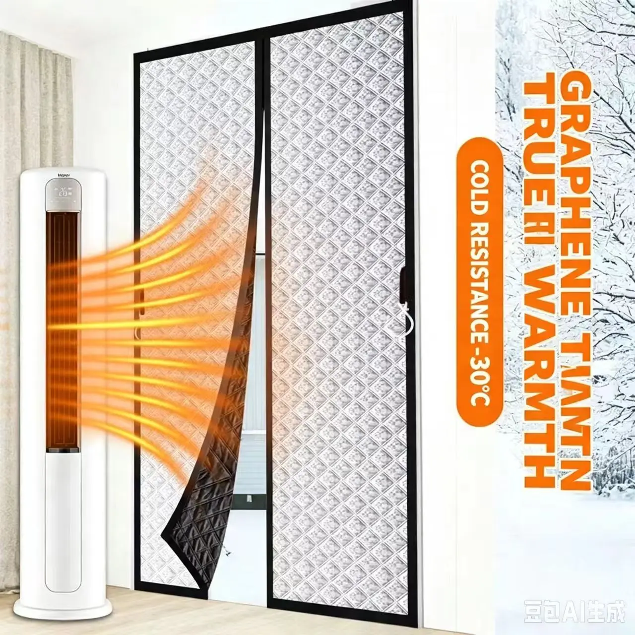 Winter Household Insulation Windproofcold Resistant, Dustproof Light Blockingheat-insulatingmagnetic Suction Cotton Door Curtain