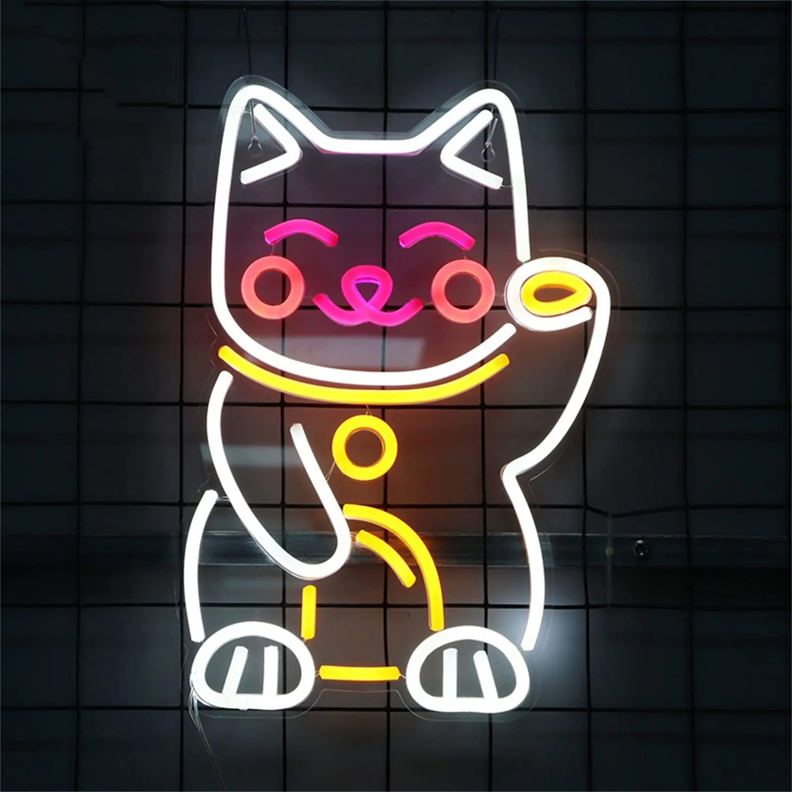 Imagem -03 - Fortune Cat Neon Led Light Sign Usb Decoração da Parede Negócios Restaurante Bar Cantina Cozinha Janela ad