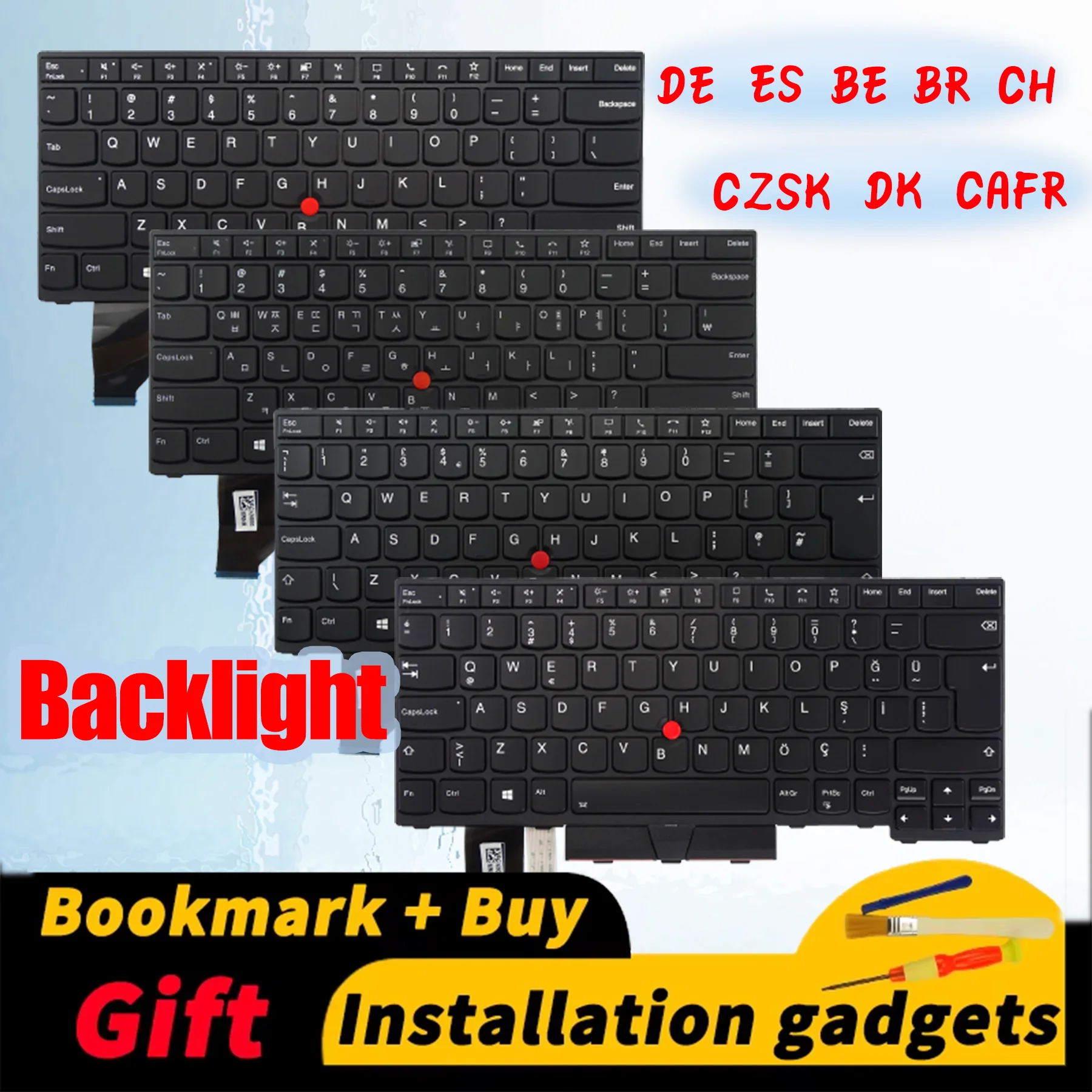 Belgian Spanish Brazil Canadian French Switzerland Czechoslovak German for Lenovo ThinkPad L14 Gen1/L14 Gen2 Backlit Keyboard