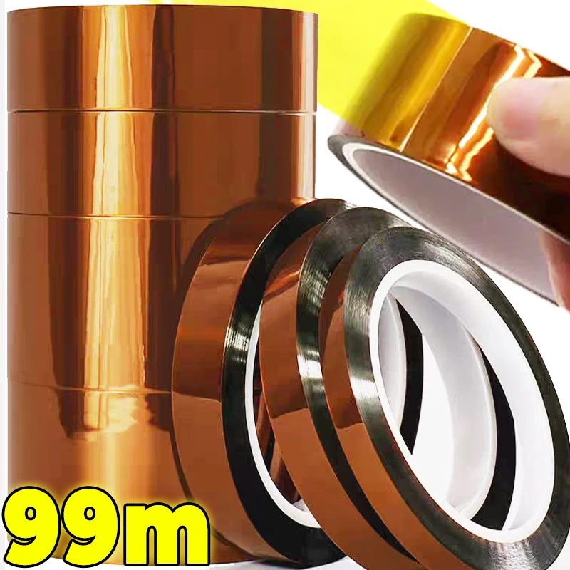 

99/33M Gold Finger High Temp Heat Resistant Tapes Adhesive Battery Wire Insulation Antistatic Circuit Board Protection Tapes