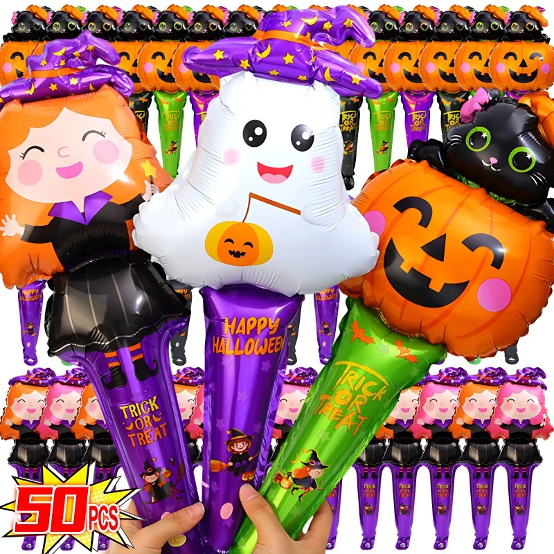 ฮาโลวีนบอลลูน Sticks ฟักทองขนาดใหญ่ Ghost แม่มดอลูมิเนียมฟิล์มบอลลูนฮาโลวีน Party อุปกรณ์ตกแต่งของเล่นเด็ก