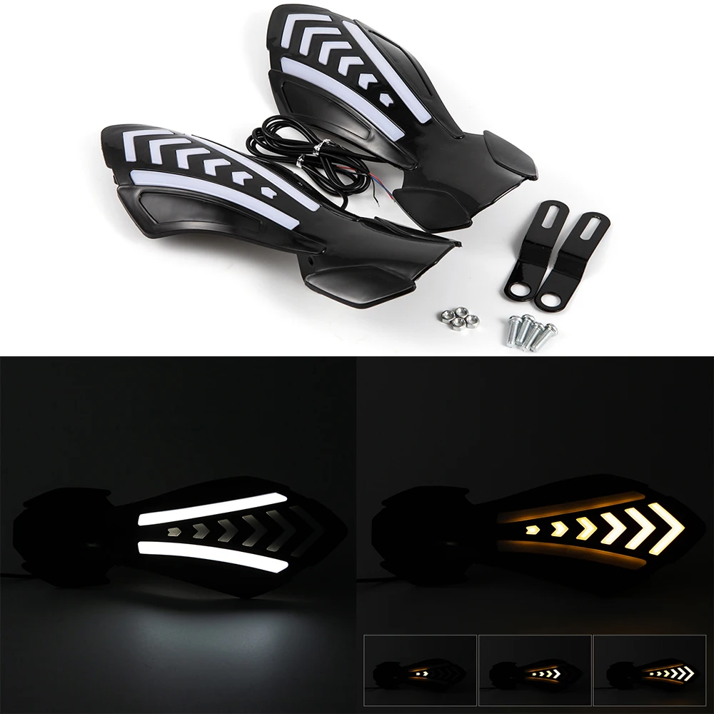 

1 Pair Motorcycle Handguards With LED Flowing Turn Signals Waterproof Motocross Handlebar Guards