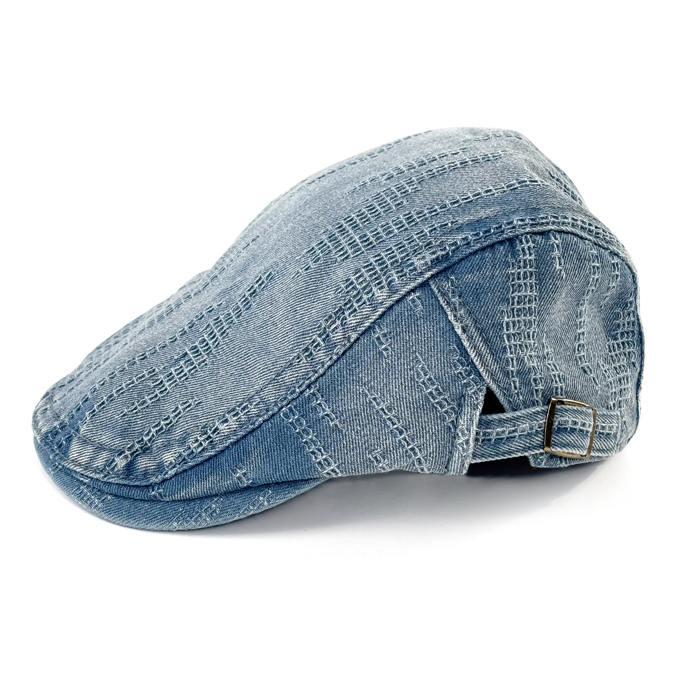 Gewaschene Denim-Streifenmütze, Newsboy-Cap, Ganzjahres-Baskenmütze, Lässige Baseballkappe, Vintage-Künstlerhut, Unisex, Modisches Accessoire für den Alltag