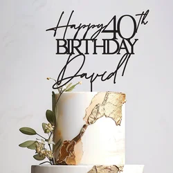 Personalized  Happy Birthday Cake Topper with Name Birthday Cake Topper Favor 25th 30th 40th 50th Anniversary Decoration