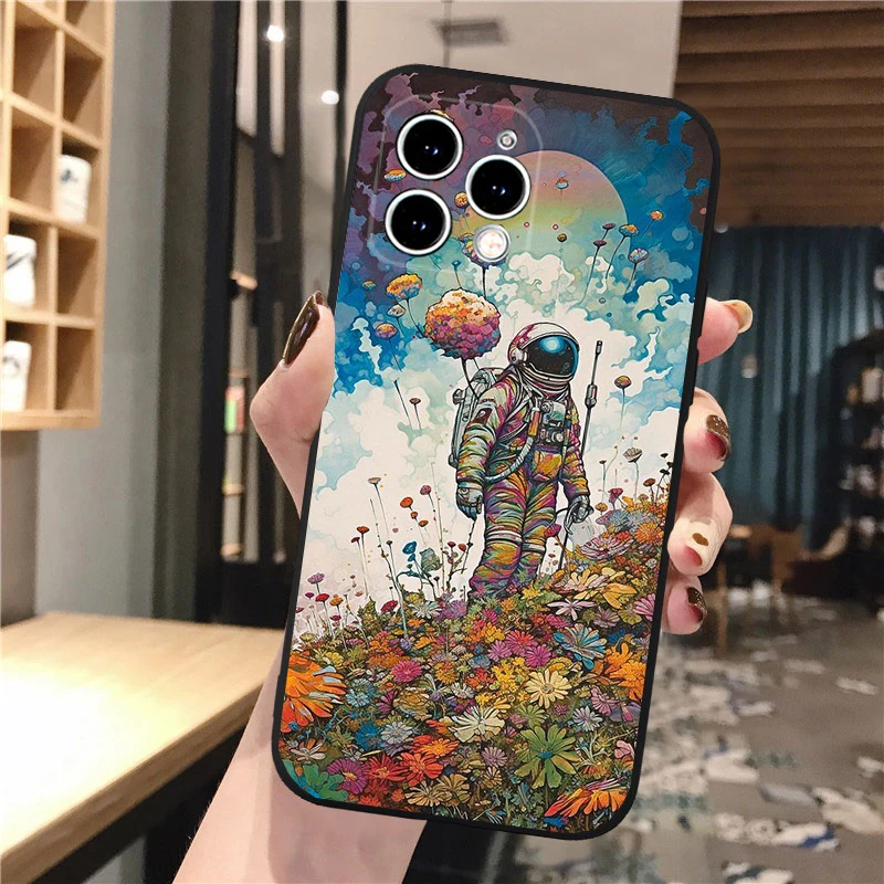 

Astronauts in the flower field Phone Case For iphone 17 Pro Max Air 16 15 14 13 Pro Max 15 16 Pro 15Plus