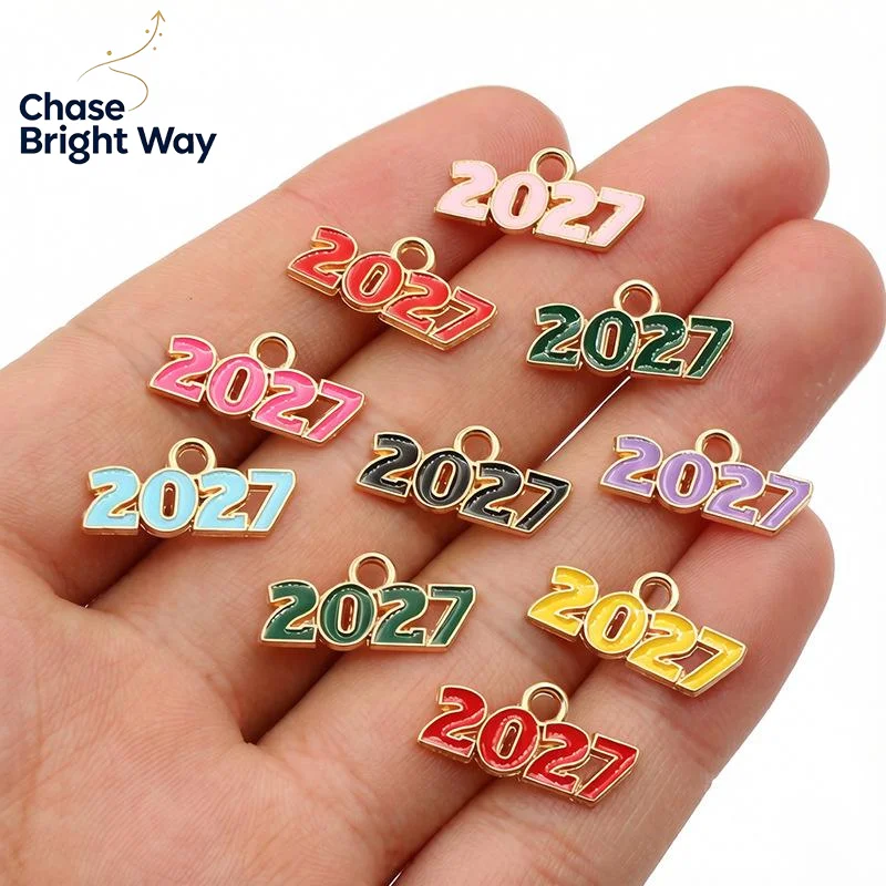 2027 Digital Enamel Charms Pendants Eco-friendly Material DIY Jewelry Accessories for Keychain Necklace Making