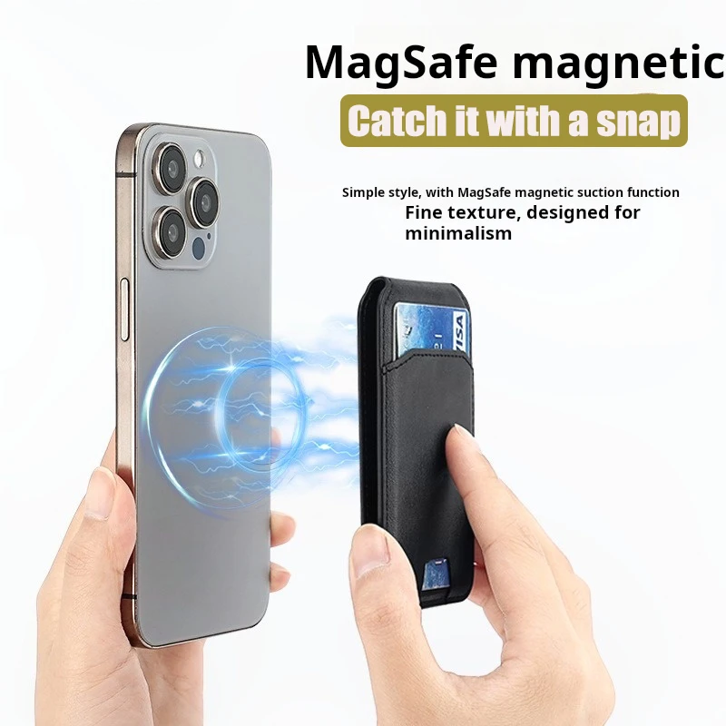 ل Magsafe المغناطيسي محفظة من جلد Pu حامل حامل بطاقة الائتمان آيفون 16 15 14 13 12 برو ماكس حامل بطاقة غطاء حقيبة الهاتف
