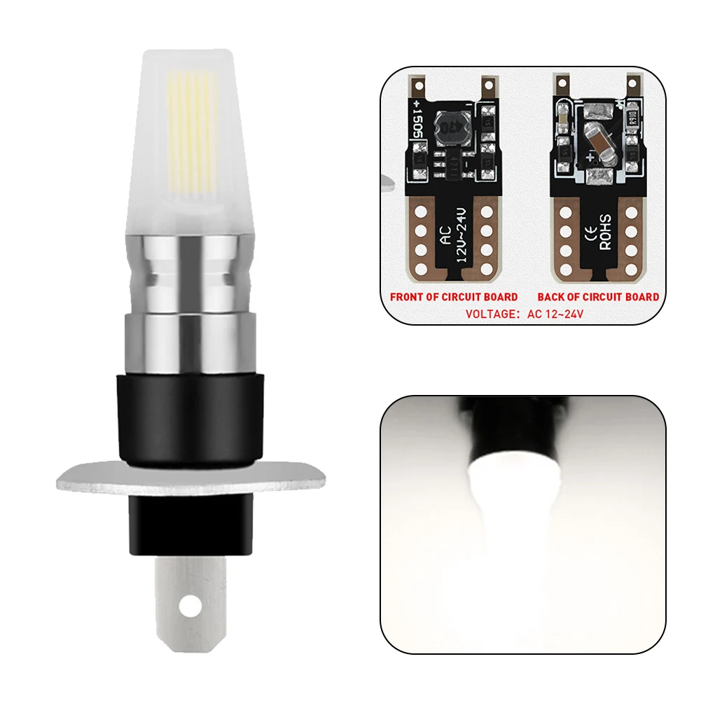 1Pcs H1 H3 COB Auto Car LED Bulb Fog Light Driving Running Lamp 12V DC Running Lights Front Rear Fog Lights Tail Lights
