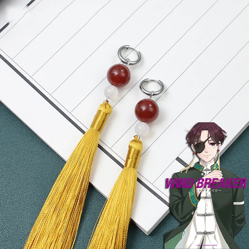 Anime WIND BREAKER Hayato Suo Cosplay Earrings Unisex Tassels Pendant Ear Clip Ear Hook Jewelry Halloween Roleplay Party Prop